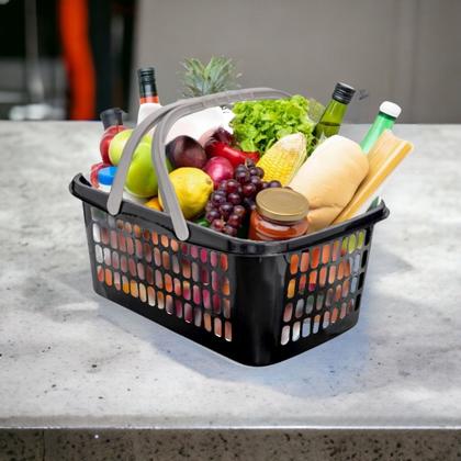 Imagem de Cestinha Cesta Plástica Supermercado Alça 9 Litros Multiuso Empilhável Com Alça