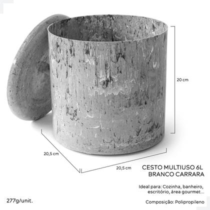 Imagem de Cestinho organizador Multiuso - 6L Branco Carrara