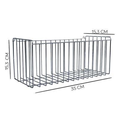 Imagem de Cesto Aramado Fruteira de Parede 35cm para Cozinha Lavanderia Quarto N4 Cromado