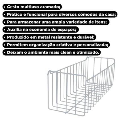Imagem de Cesto Aramado Multiuso De Fixar Parede 25x11 Retangular Organizador Metálico N2