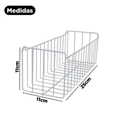 Imagem de Cesto Aramado Multiuso De Fixar Parede 25x11 Retangular Organizador Metálico N2