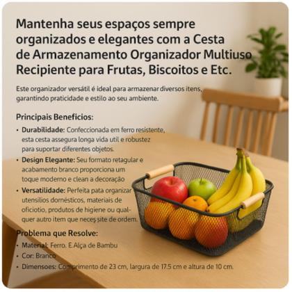 Imagem de Cesto Arramado Organizadora de Armario Fruteira Porta Trecos