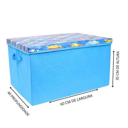 Imagem de Cesto bau azul porta brinquedo infantil montessoriana
