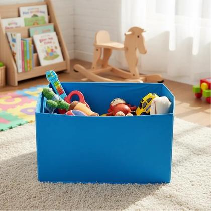 Imagem de Cesto bau azul porta brinquedo infantil montessoriana