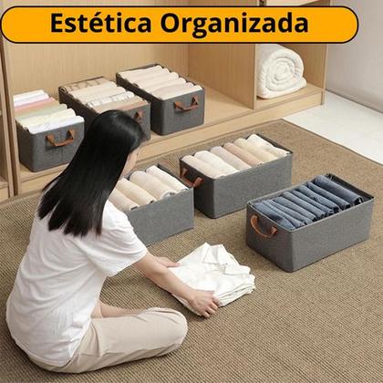 Imagem de Cesto Caixa Organizador Dobrável Tecido Guarda Roupa Grande