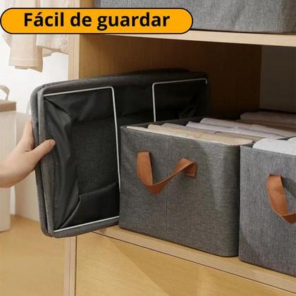 Imagem de Cesto Caixa Organizador Dobrável Tecido Guarda Roupa Grande