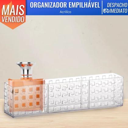 Imagem de Cesto Caixa Organizadora Acrilico Empilhavel Armário Organização de Casa Lavanderia