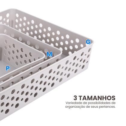 Imagem de Cesto Caixa Organizadora Kit 3 Unidades Multiuso De Gavetas