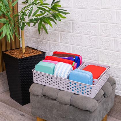 Imagem de Cesto Caixa Organizadora Kit 3 Unidades Multiuso De Gavetas