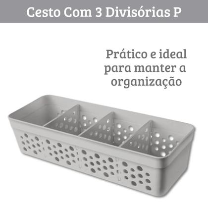 Imagem de Cesto Cestinho Organizador com 3 Divisórias Removíveis em Plástico Várias Cores
