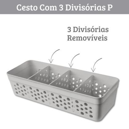 Imagem de Cesto Cestinho Organizador com 3 Divisórias Removíveis em Plástico Várias Cores