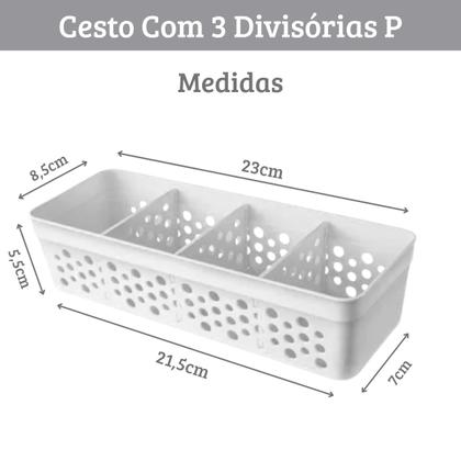 Imagem de Cesto Cestinho Organizador com 3 Divisórias Removíveis em Plástico Várias Cores