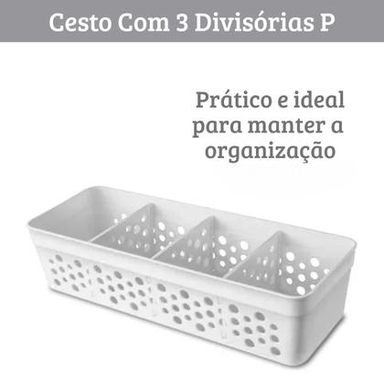 Imagem de Cesto Cestinho Organizador com 3 Divisórias Removíveis em Plástico Várias Cores