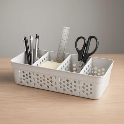 Imagem de Cesto Cestinho Organizador com 3 Divisórias Removíveis em Plástico Várias Cores