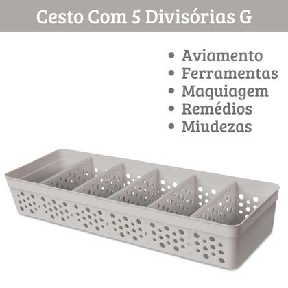 Imagem de Cesto Cestinho Organizador com 5 Divisórias Removíveis em Plástico Várias Cores