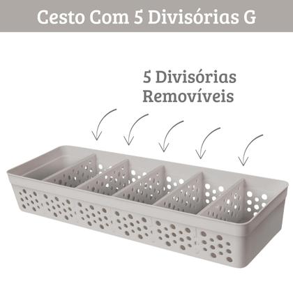 Imagem de Cesto Cestinho Organizador com 5 Divisórias Removíveis em Plástico Várias Cores