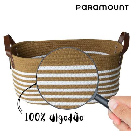 Imagem de Cesto De Algodão Com Alça Cor Mocca 41X25 Paramount