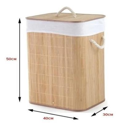 Imagem de Cesto de Bambu com Forração - Prático - 40x30x50 cm