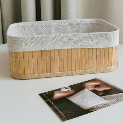 Imagem de Cesto de Bambu Decorativo Cachepot Pequeno p/ Organizar Casa