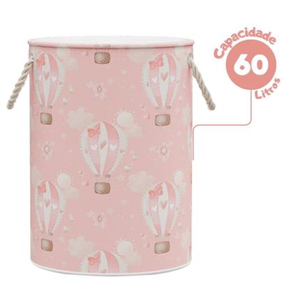 Imagem de Cesto de Brinquedo Dobrável Monta Desmonta Estampado 60 Litros com Alça