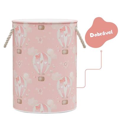 Imagem de Cesto de Brinquedo Dobrável Monta Desmonta Estampado 60 Litros com Alça