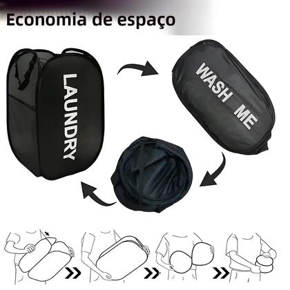 Imagem de Cesto de Lavanderia Pop Up de Malha - Portátil, Respirável e Dobrável