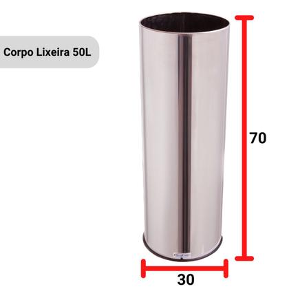 Imagem de   Cesto De Lixo Lixeira Inox 50 Litros Sem Tampa - Lata De Lixo Inox