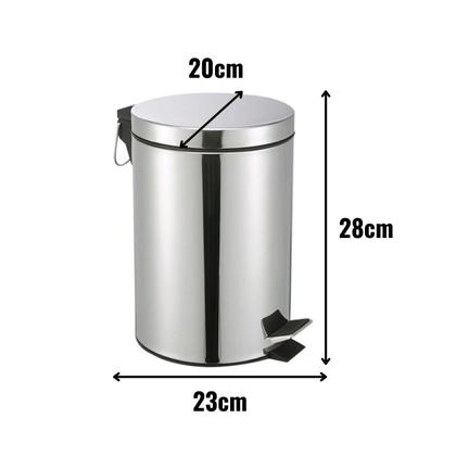 Imagem de Cesto De Lixo Pedal Inox Lixeira Banheiro Cozinha 5 Litros