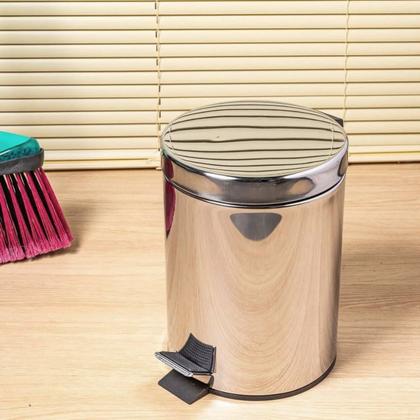 Imagem de Cesto De Lixo Pedal Inox Lixeira Banheiro Cozinha 5 Litros