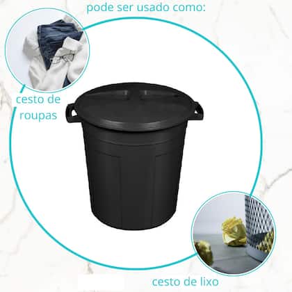 Imagem de Cesto De Lixo Redondo Reforçado Profissional Preto 100 Litros