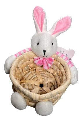 Imagem de Cesto De Palha Com Coelhinho Decoração Enfeite Páscoa