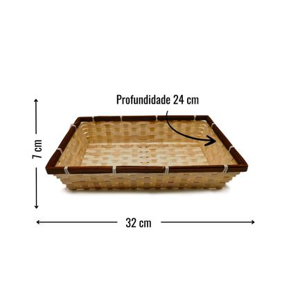 Cesto de Palha Edges RT Brown - 32 x 24 x 7 cm - Wincy Pascoa Imagem de Cesto de Palha Edges RT Brown - 32 x 24 x 7 cm