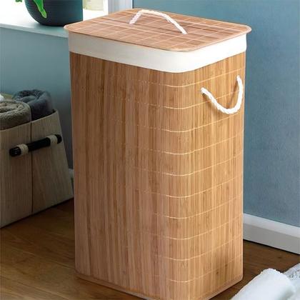 Imagem de Cesto De Roupa Bambu Conthey N2301688 Retangular Com Tampa