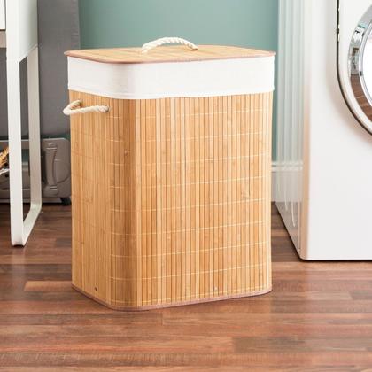 Imagem de Cesto De Roupa De Bambu Forrado Com Tampa - Mimo Style