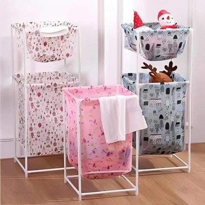 Imagem de Cesto de Roupa Duplo 2 Andares com Divisórias Multiuso