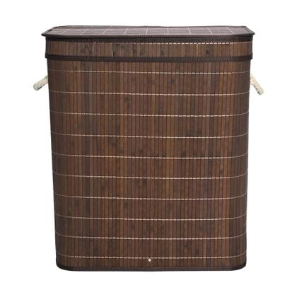 Imagem de Cesto de roupa duplo bambu escuro c/tampa bm20200 mimo style