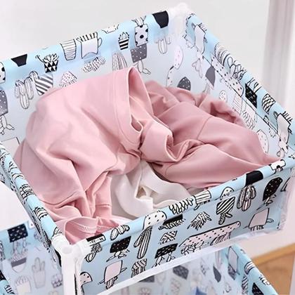 Imagem de Cesto De Roupa Duplo Roupeiro 2 Andares Organizador Divisorias Multiuso De Banheiro Quarto Lavanderia Brinquedos