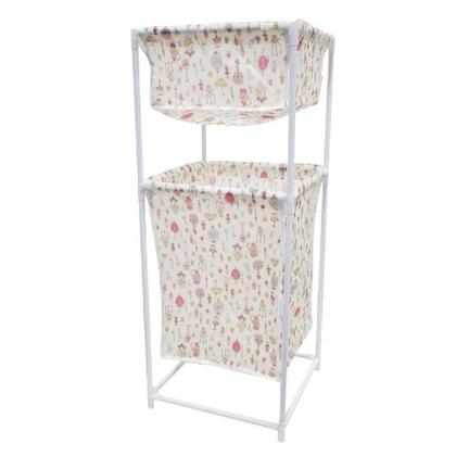 Imagem de Cesto de roupa duplo roupeiro 2 andares organizador divisorias multiuso de banheiro quarto lavanderia brinquedos