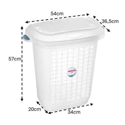 Imagem de Cesto de Roupa Plástico 46,4 Litros com Tampa Lavanderia Banheiro Branco - 265 Sanremo