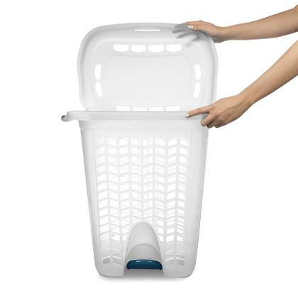 Imagem de Cesto de Roupa Plástico 46,4 Litros com Tampa Lavanderia Banheiro Branco - 265 Sanremo