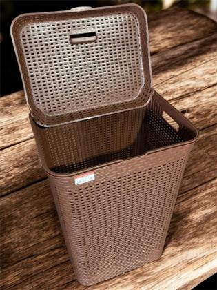 Imagem de Cesto de Roupa Retangular 72 Litros Rattan