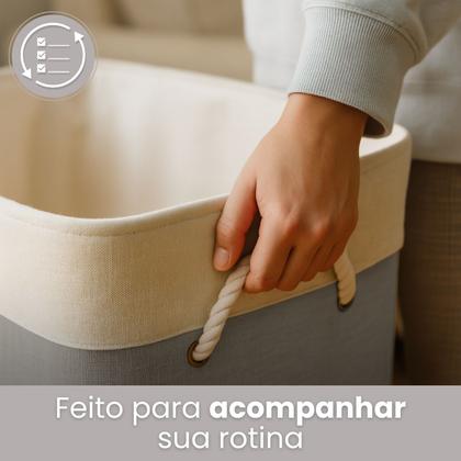 Imagem de Cesto de Roupa Suja 50 Litros Organizador Banheiro Lavanderia com alças multiuso KONTUZ HOME