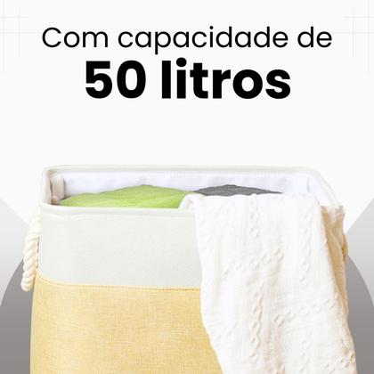 Imagem de Cesto de Roupa Suja 50 Litros Organizador Banheiro Lavanderia com alças multiuso KONTUZ HOME