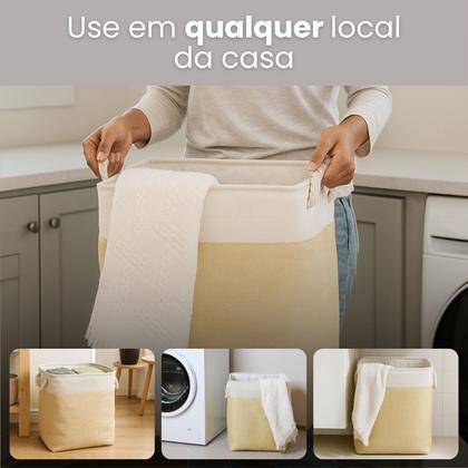 Imagem de Cesto de Roupa Suja 50 Litros Organizador Banheiro Lavanderia com alças multiuso KONTUZ HOME