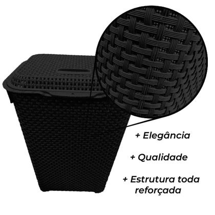 Imagem de Cesto De Roupa Suja 72 Litros  Rattan Resistente Lavanderia Organizador 