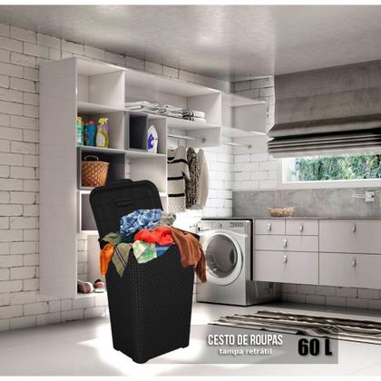 Imagem de Cesto De Roupa Suja De Lavanderia 60l Lottus Ratan