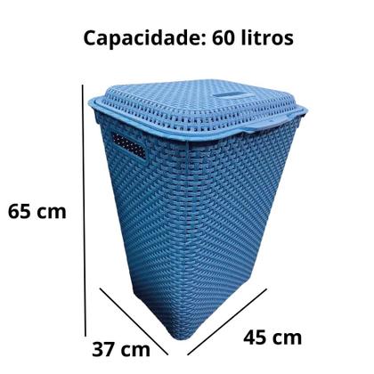Imagem de Cesto De Roupa Suja De Lavanderia 60l Lottus Ratan