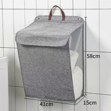Imagem de Cesto De Roupa Suja Dobrável Para Pendurar Na Parede Cesta