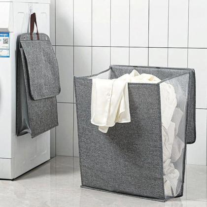 Imagem de Cesto De Roupa Suja Dobrável Para Pendurar Na Parede Cesta