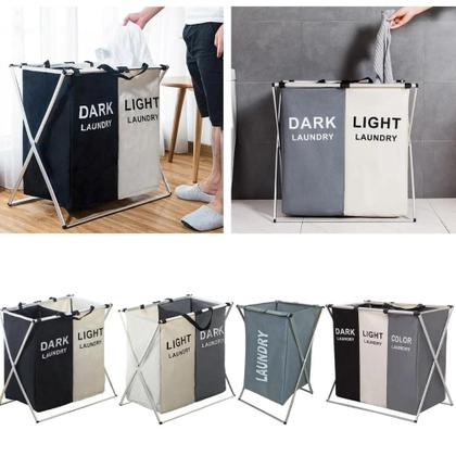 Imagem de Cesto De Roupa Suja Lavanderia 2 Divisórias Separador De Cor
